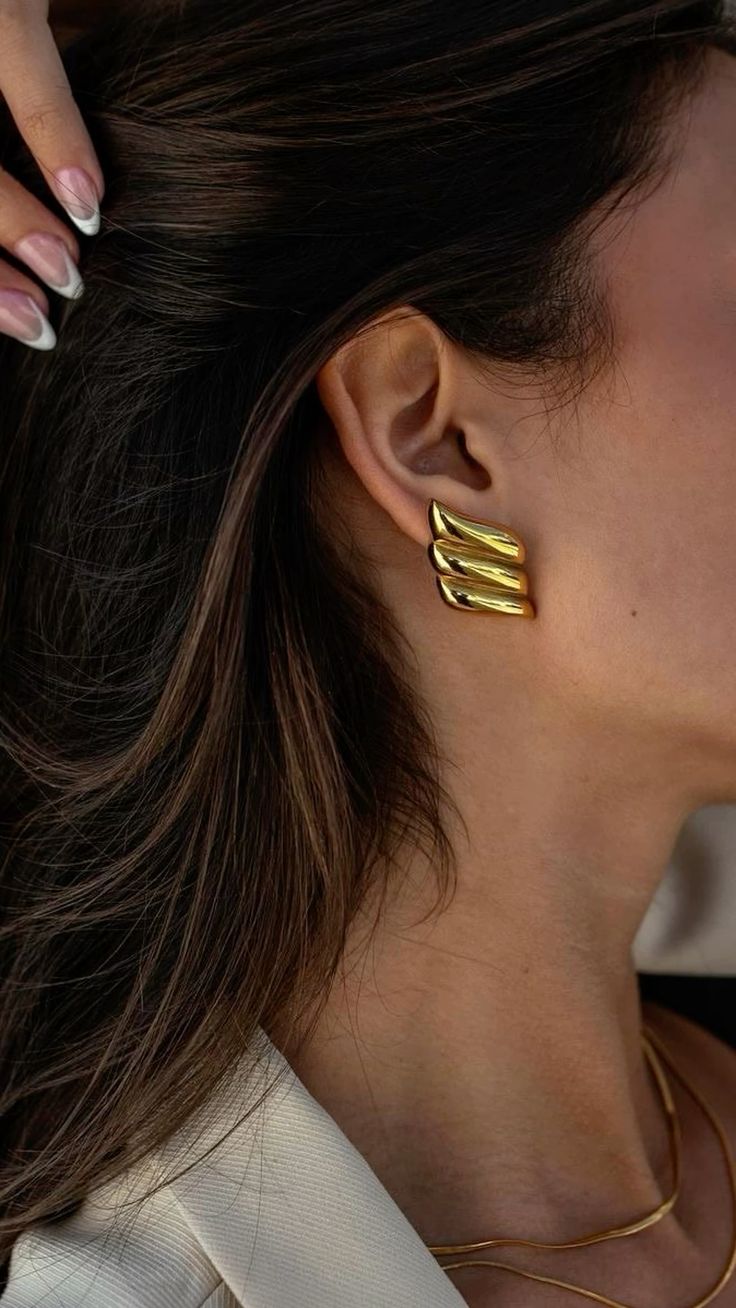 Golden Wing-Shaped Stud Earrings