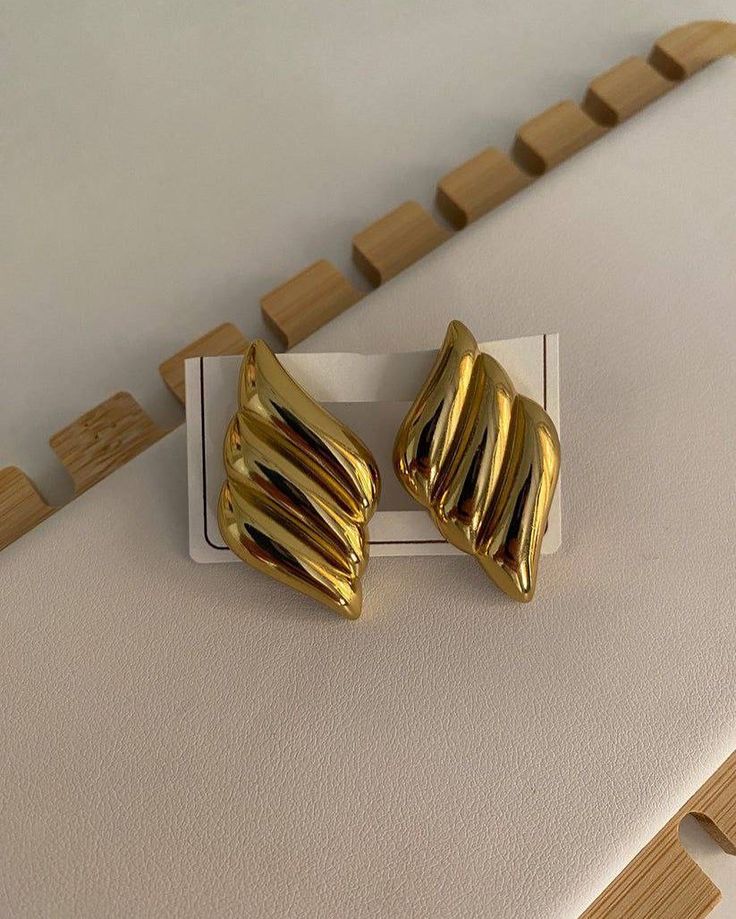 Golden Wing-Shaped Stud Earrings