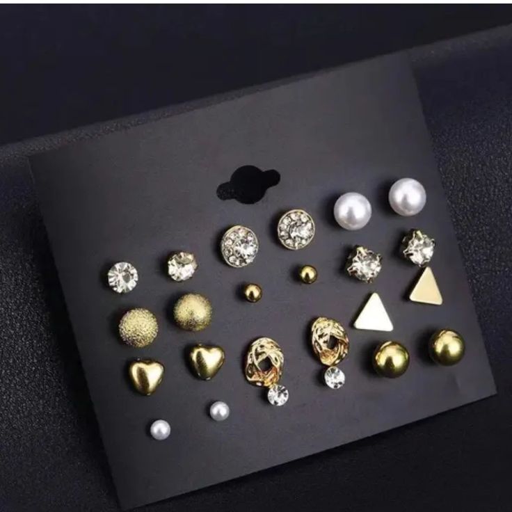 9 Pair Combo – Multi-Design Stud Earrings Set