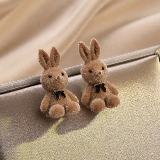 Fluffy Bunny Plush Earrings